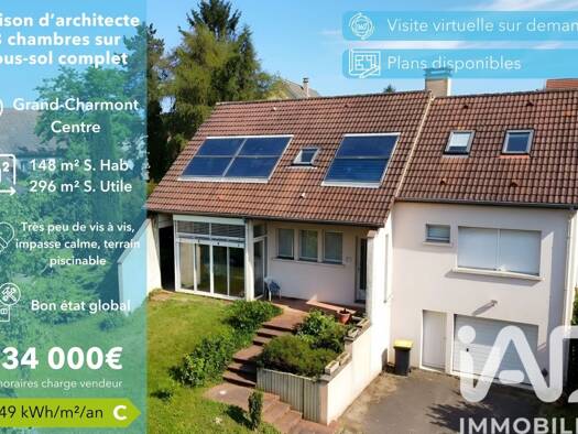 Maison à vendre 234 000 € 6 pièces 4 chambres 148 m² 1 047 m² de terrain Village Grand-Charmont 25200