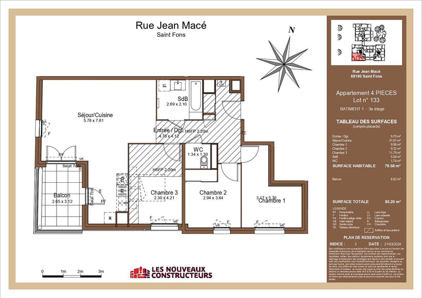 Appartement 4 pièces 78 m² · à Saint-Fons · 78 m² · 894 €