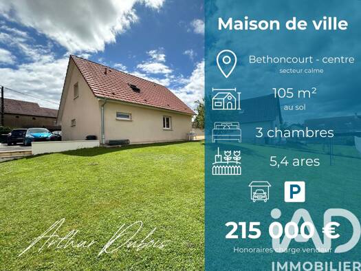 Maison à vendre 215 000 € 5 pièces 3 chambres 105 m² 544 m² de terrain Village Bethoncourt 25200