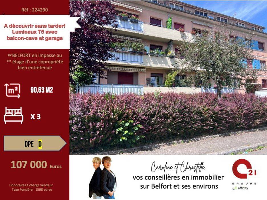 Appartement 5 pièces 91 m² · à Belfort · 90,6 m² · 107 000 €