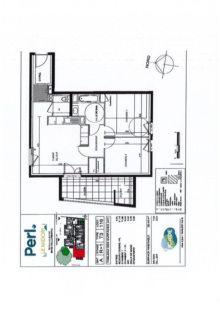 Appartement 3 pièces 58 m² · à Villeurbanne · 58,4 m² · 852 €/mois
