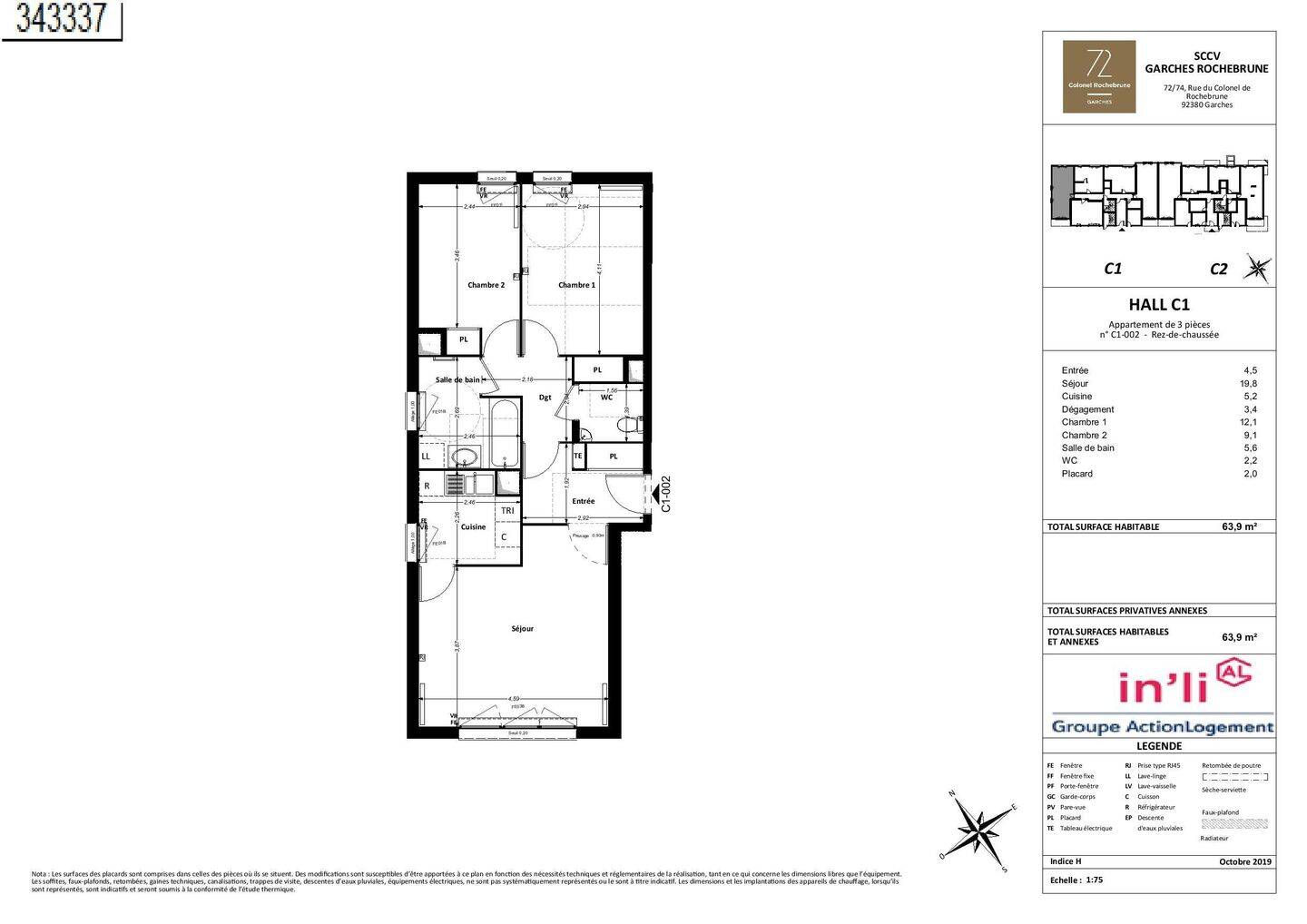 Appartement 3 pièces 64 m² · à Garches · 63,6 m² · 1 157 €
