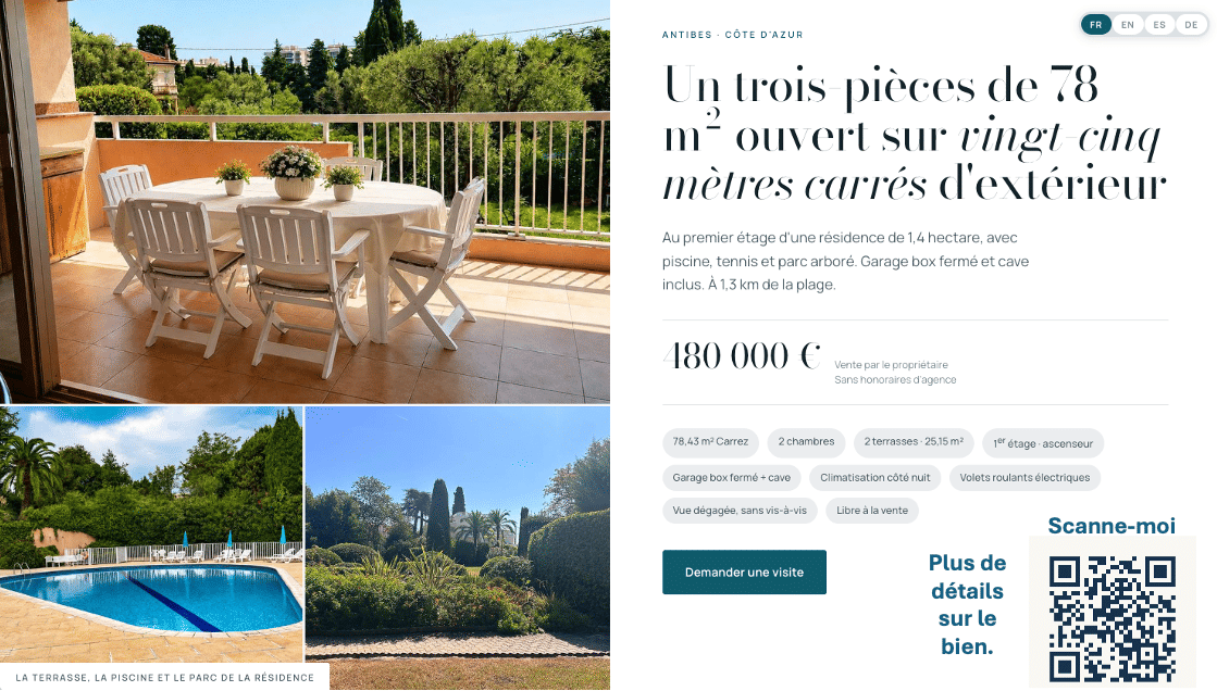 Appartement 3 pièces 78 m² · à Antibes · 78 m² · 480 000 €