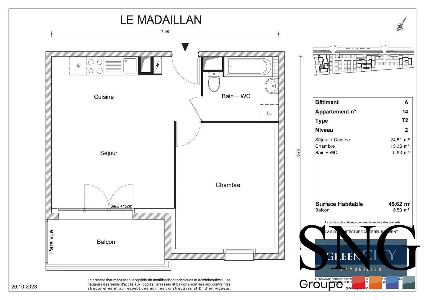 Appartement 2 pièces 46 m² · à Montataire · 45,6 m² · 707 €