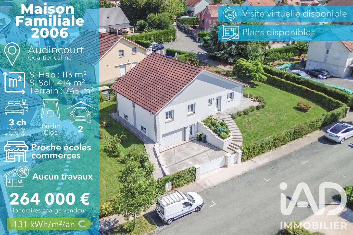 Maison 5 pièces 113 m² · à Audincourt · 113 m² · 264 000 €