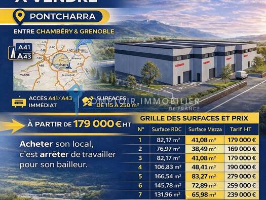 Local d'activités à vendre 179 000 € 120 m² d'espace de stockage divisible Pontcharra 38530