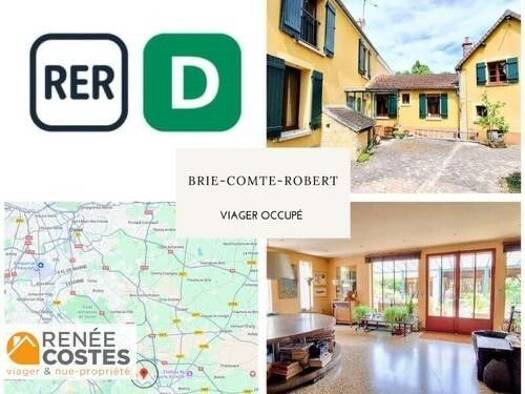 Maison en viager occupé Bouquet 130 000 € 7 pièces 3 chambres 185 m² 468 m² de terrain Leclerc-Verdun Nord Est Brie-Comte-Robert 77170