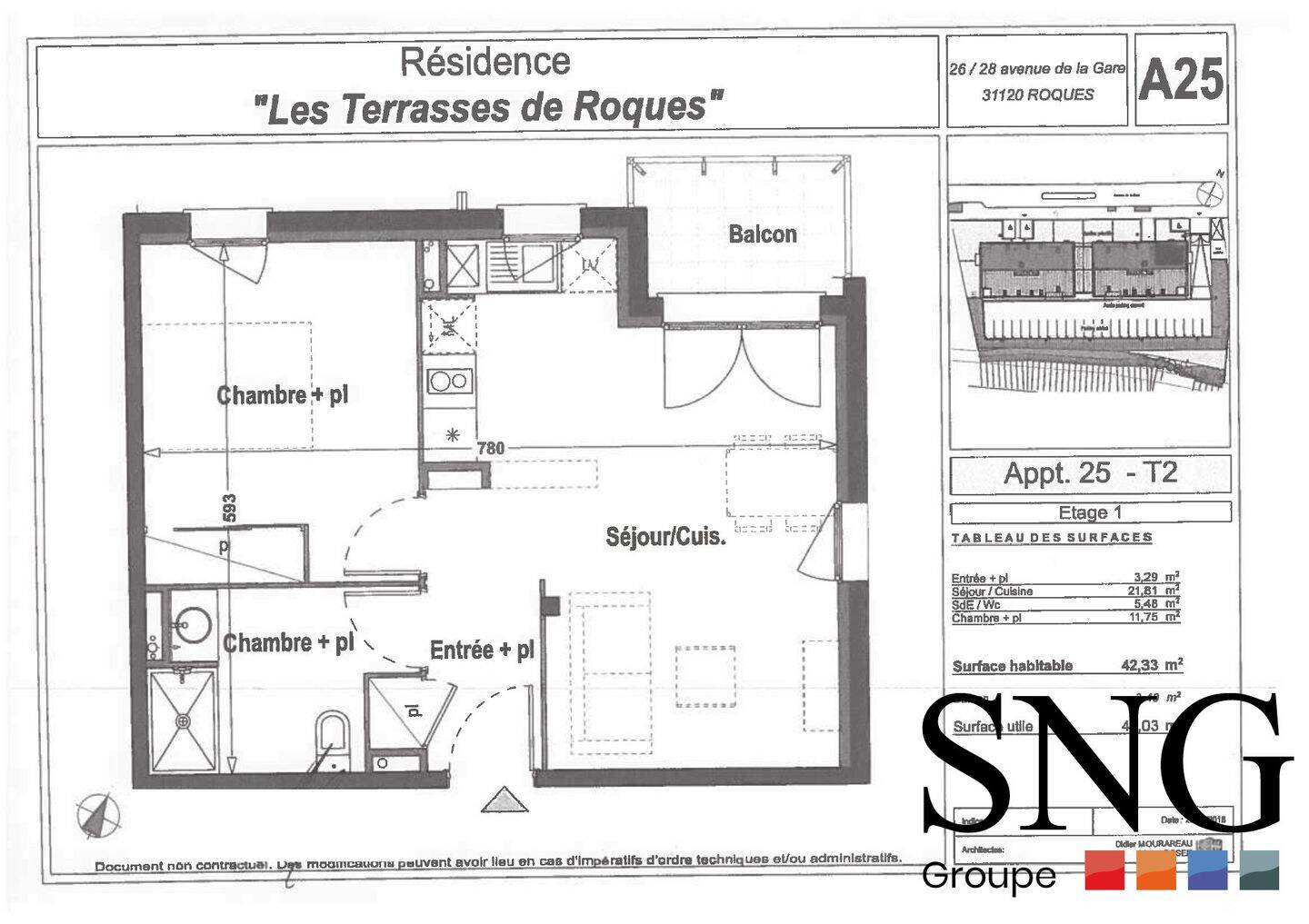 Appartement 2 pièces 41 m² · à Roques · 40,9 m² · 620 €/mois
