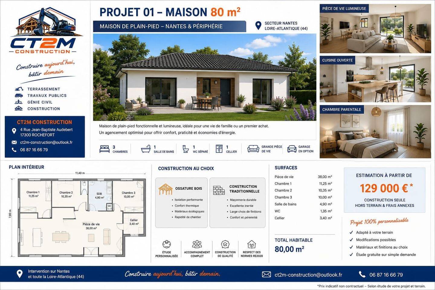 Maison 5 pièces 80 m² · à Nantes · 80 m² · 129 000 €