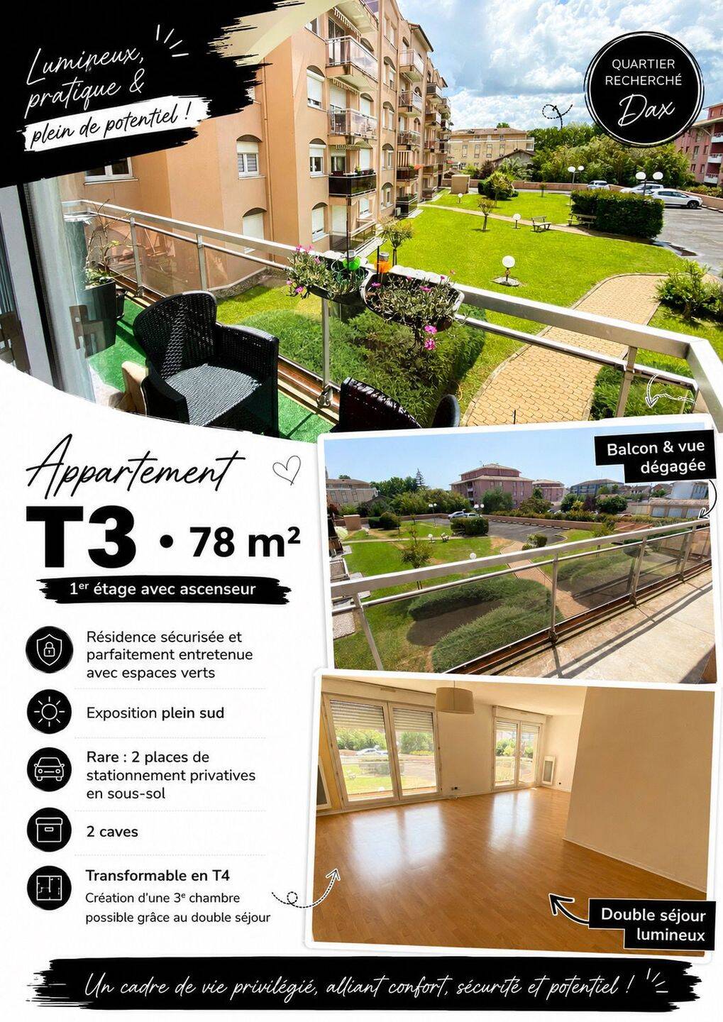 Appartement 3 pièces 78 m² · à Dax · 78 m² · 229 000 €