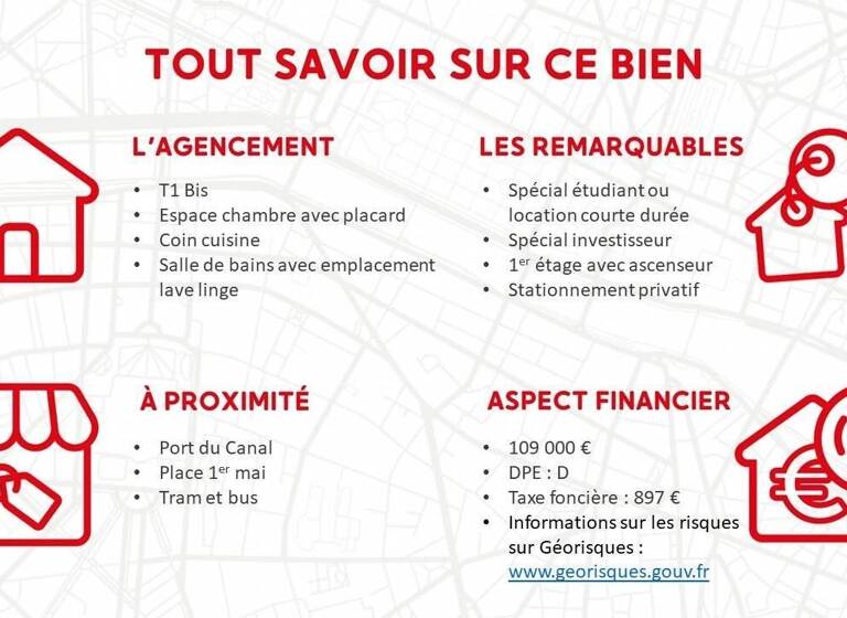 Appartement à vendre 109 000 € 1 pièce 1<br/>chambre 36,8 m²<br/>superficie 1/4<br/>étage Arquebuse Dijon 21000