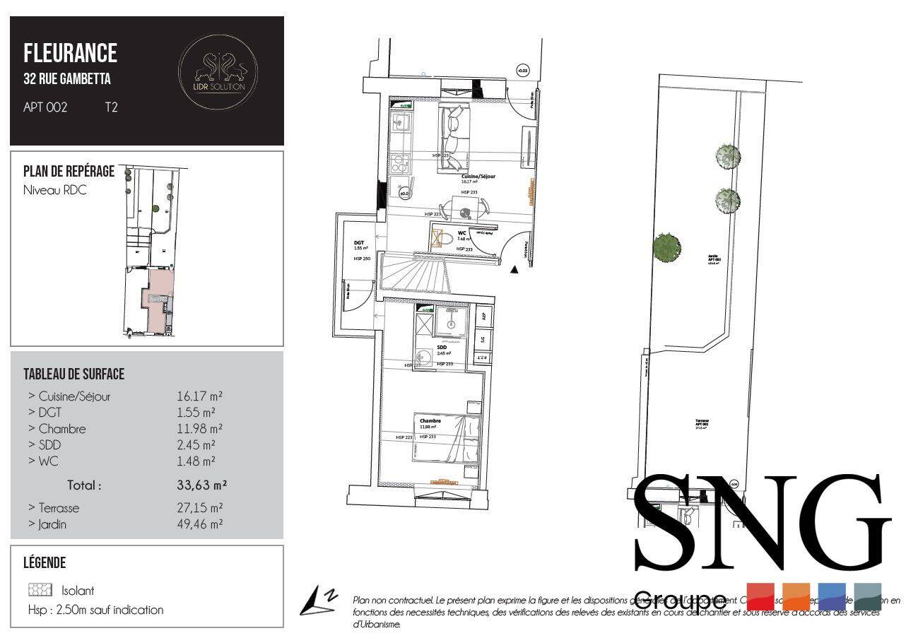 Appartement 2 pièces 34 m² · à Fleurance · 33,6 m² · 425 €/mois