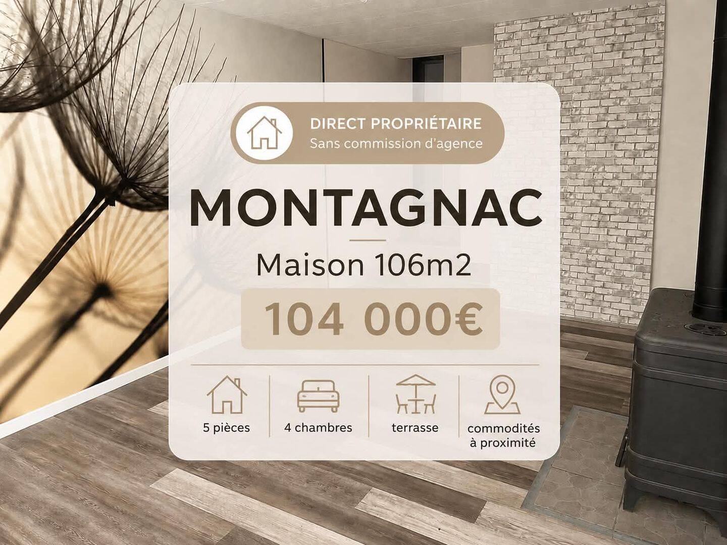 Maison 5 pièces 106 m² · à Montagnac · 106 m² · 104 000 €