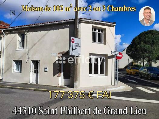 Maison à vendre 177 375 € 4 pièces 2 chambres 102 m² 94 m² de terrain Sud Bourg Saint-Philbert-de-Grand-Lieu 44310