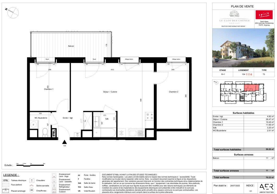 Appartement 3 pièces 59 m² · à Groisy · 59 m² · 835 €/mois