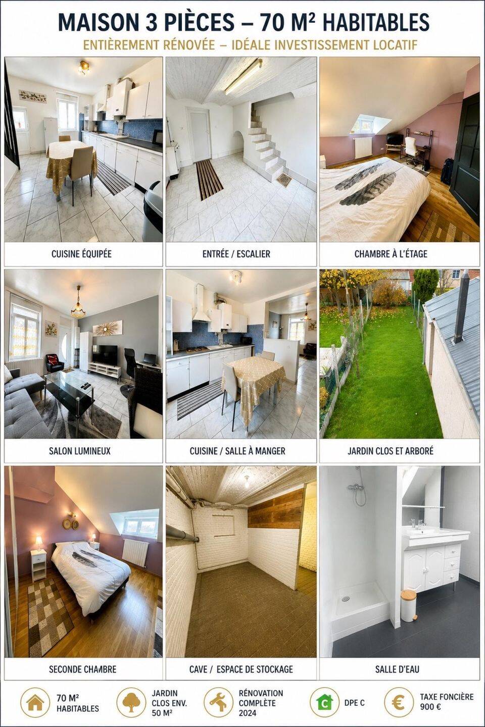 Maison 3 pièces 70 m² · à Hirson · 70 m² · 92 000 €