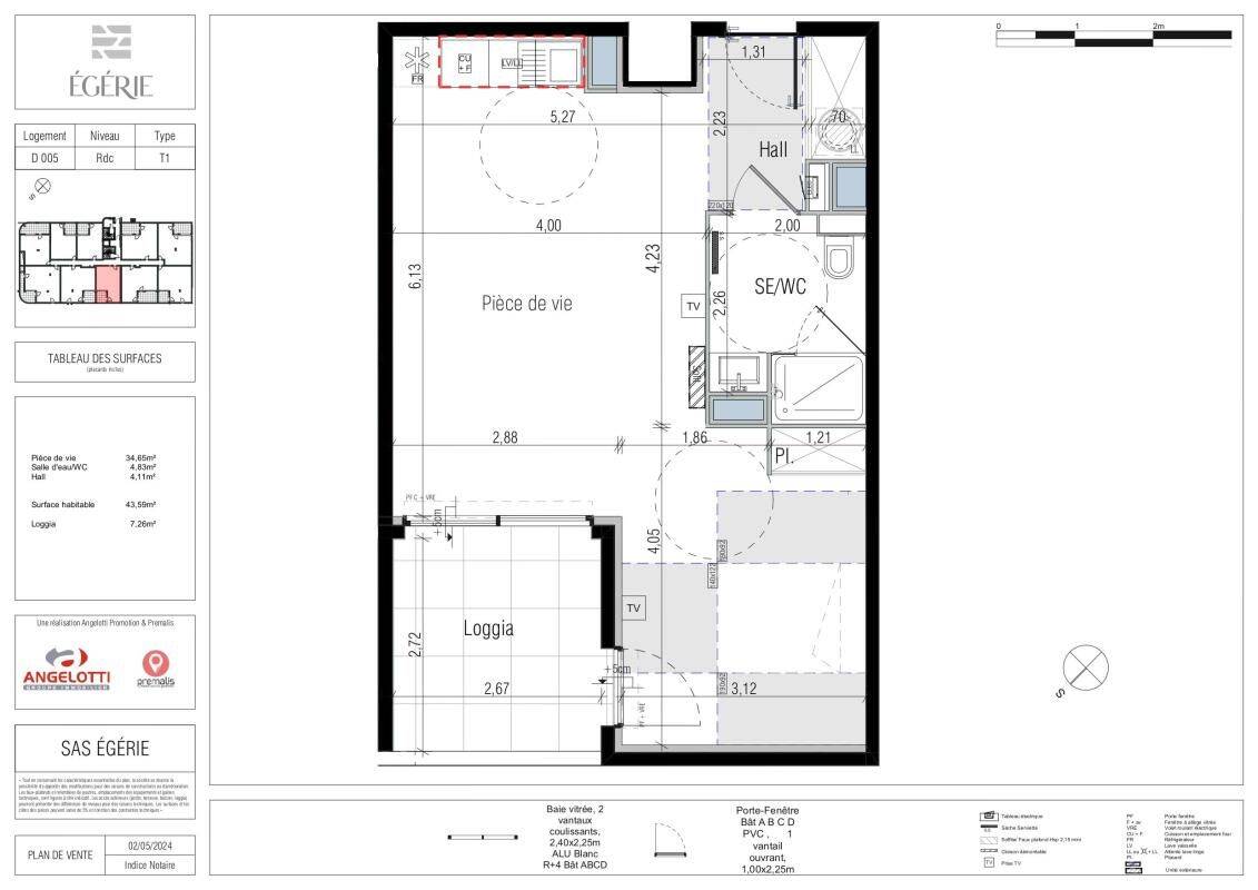 Appartement 2 pièces 44 m² · à Béziers · 43,6 m² · 630 €/mois