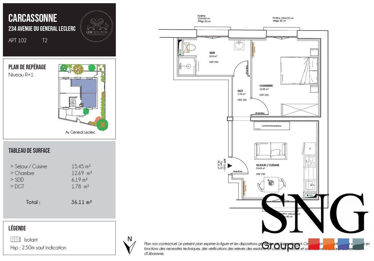 Appartement 2 pièces 36 m² · à Carcassonne · 36,1 m² · 475 €/mois