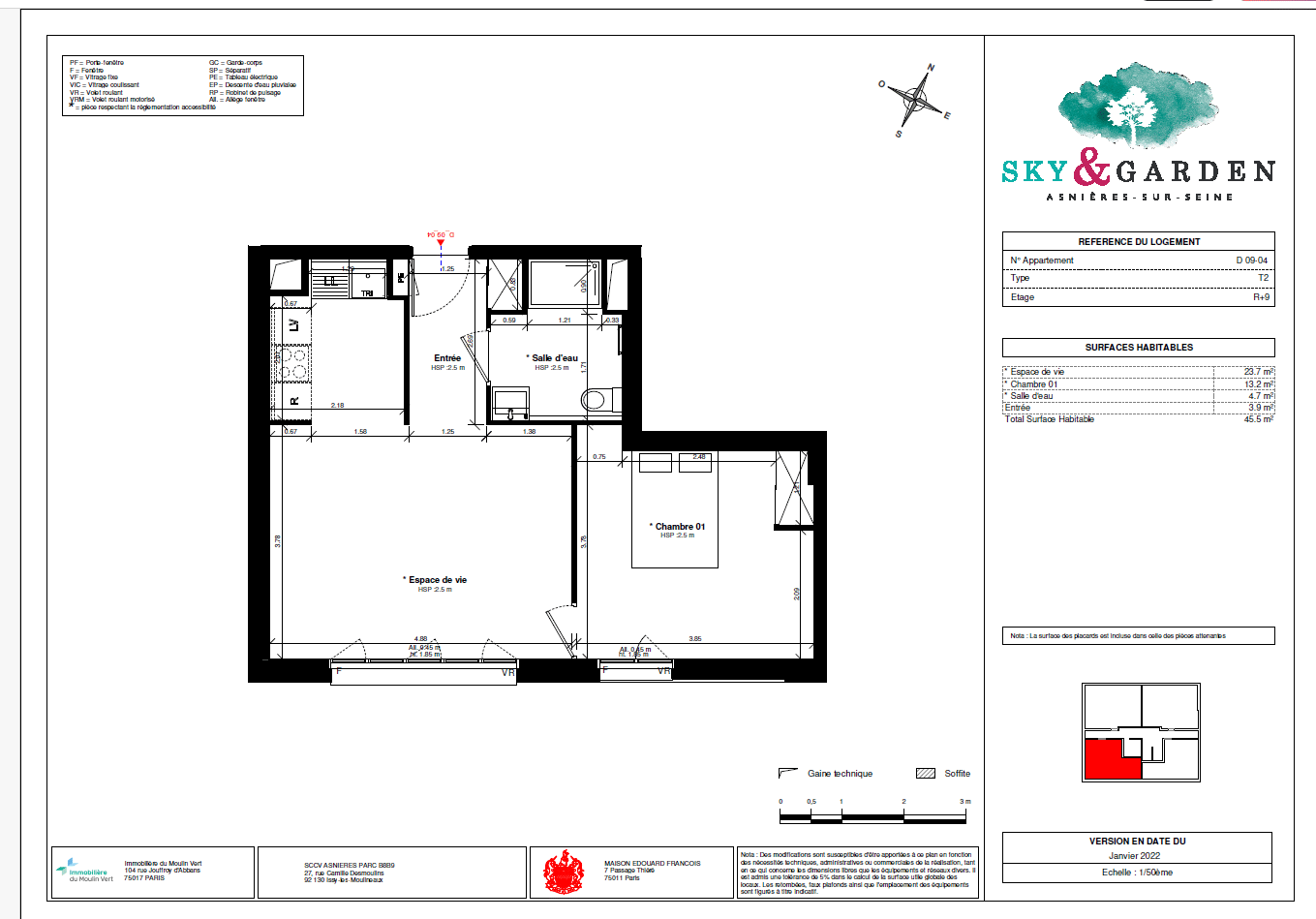 Appartement 2 pièces 45 m² · à Asnières-sur-Seine · 45,4 m² · 950 €