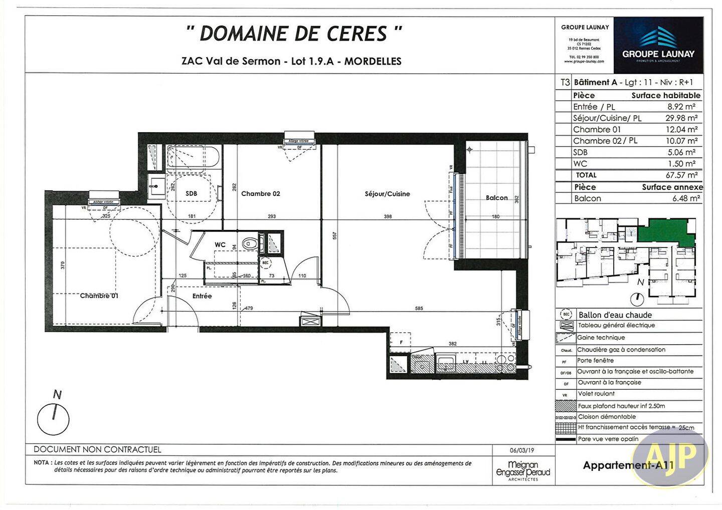 Appartement 3 pièces 68 m² · à Mordelles · 67,6 m² · 725 €