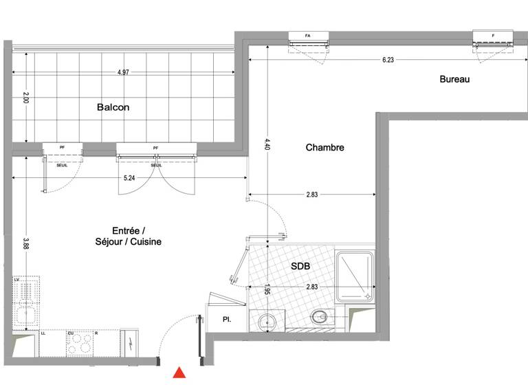 Appartement à vendre 368 000 € 2 pièces 1<br/>chambre 45 m²<br/>superficie 2/3<br/>étage Vieille Chapelle Marseille 8ème 13008