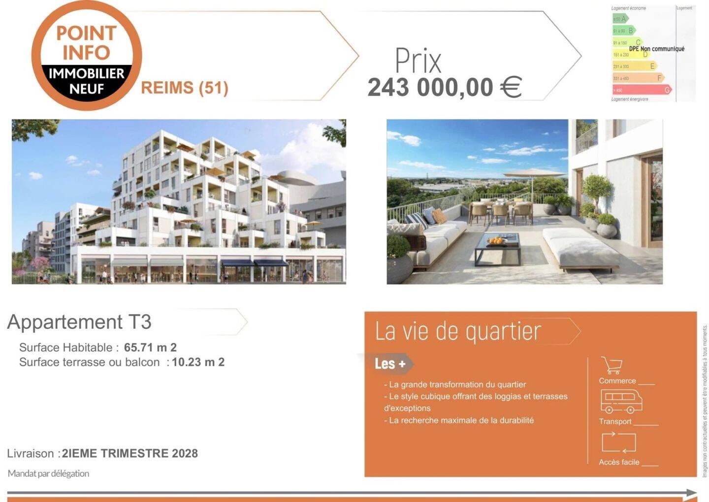 Appartement 3 pièces 66 m² · à Reims · 65,7 m² · 243 000 €