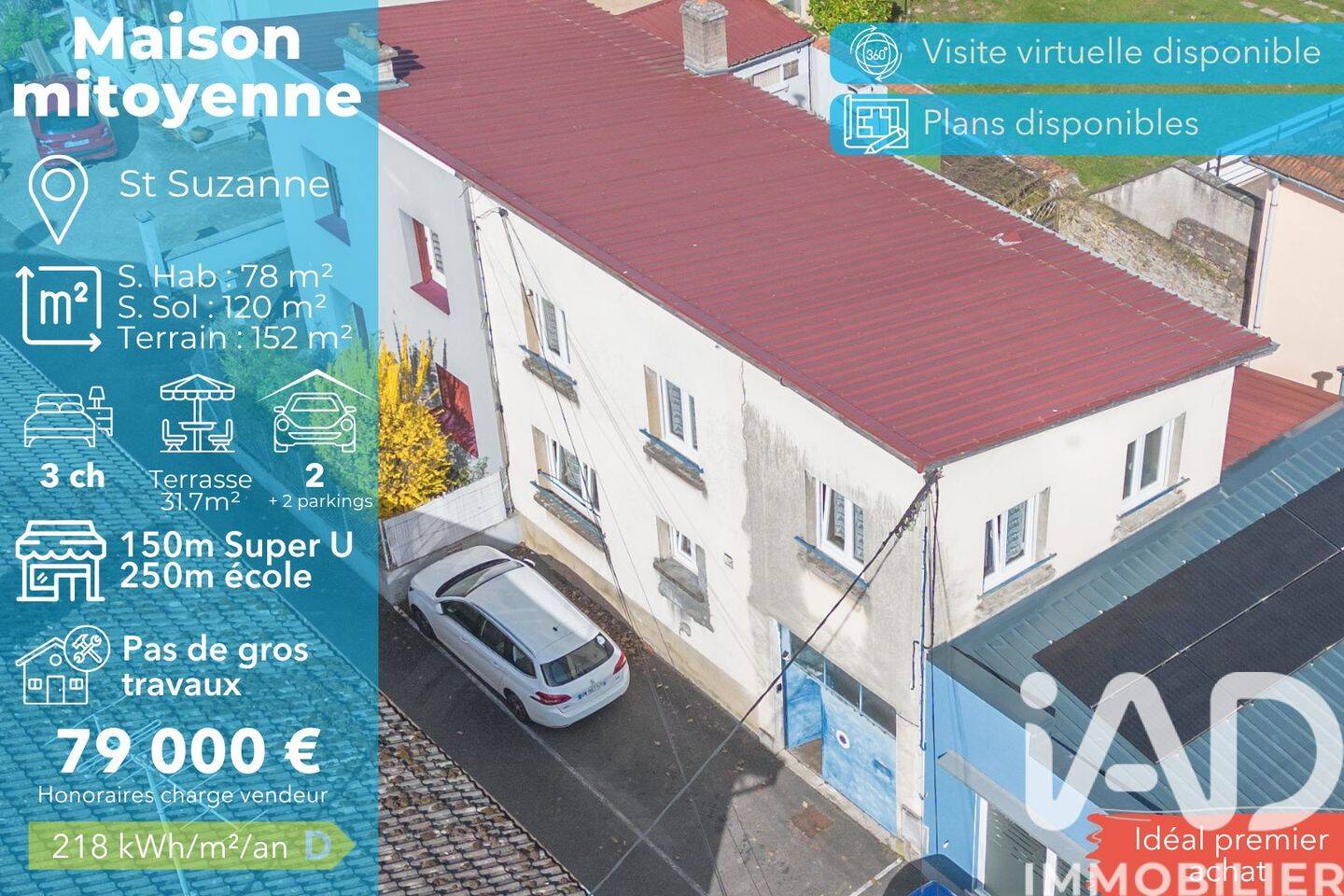 Maison 4 pièces 78 m² · à Sainte-Suzanne · 78 m² · 79 000 €