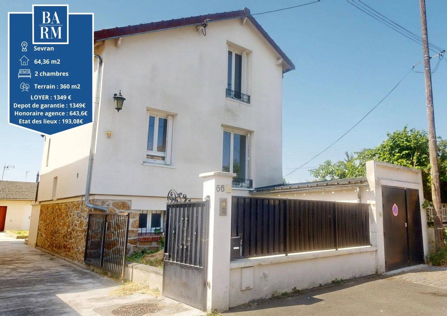 Maison 3 pièces 64 m² · à Sevran · 64,4 m² · 1 349 €/mois