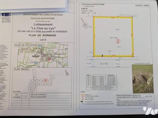 Terrain constructible viabilisé à vendre 23 900 € 735 m² de terrain Ruffigné 44660