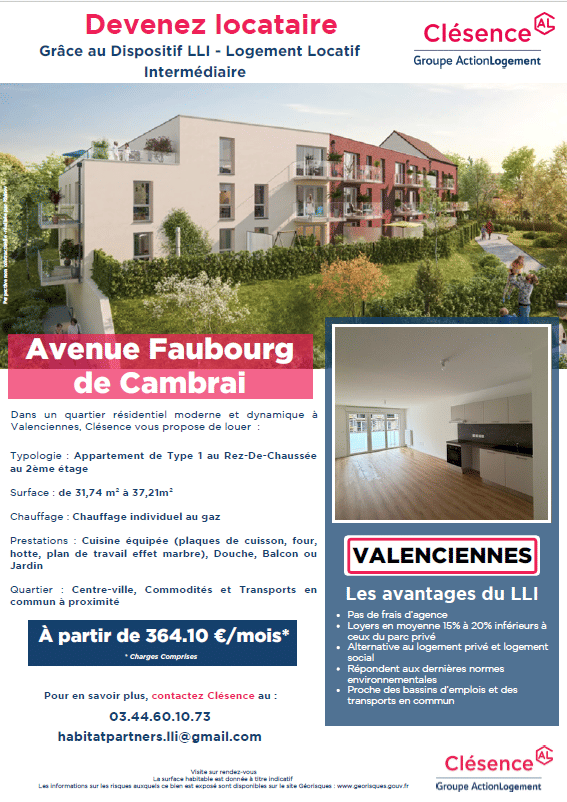 Appartement 1 pièce 32 m² · à Valenciennes · 31,8 m² · 364 €