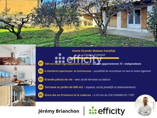 Pavillon à vendre 360 000 € 6 pièces 4 chambres 160 m² 829 m² de terrain Peyriere Pertuis 84120