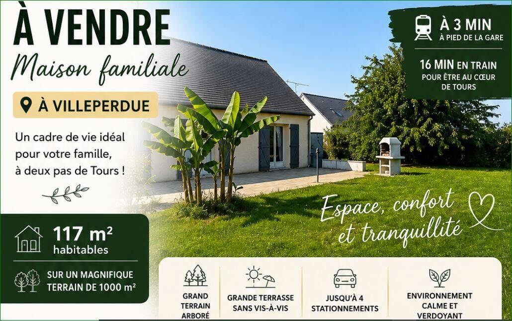 Maison 5 pièces 117 m² · à Villeperdue · 117 m² · 234 000 €
