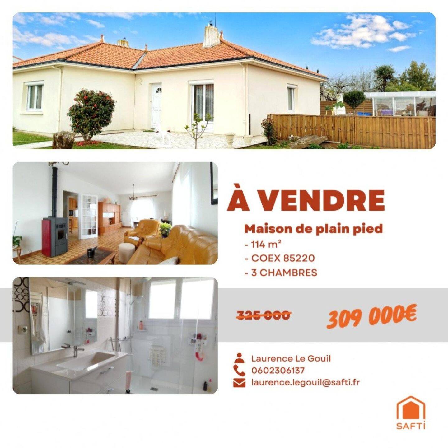 Maison 4 pièces 114 m² · à Coëx · 114 m² · 309 000 €