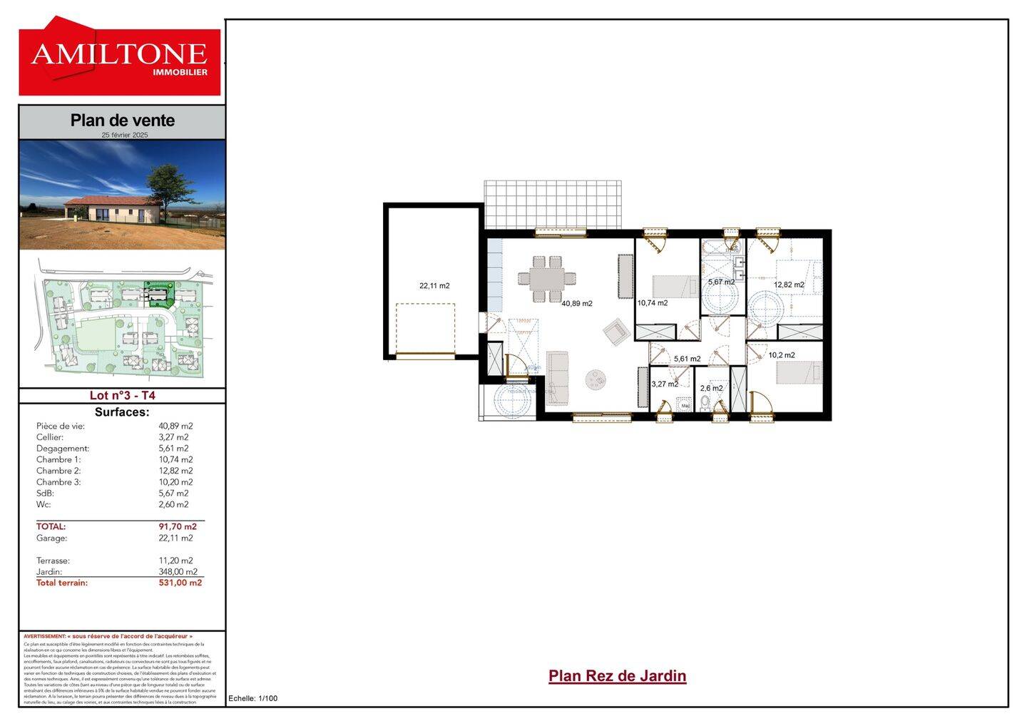 Maison 4 pièces 92 m² · à Guéreins · 91,7 m² · 350 940 €