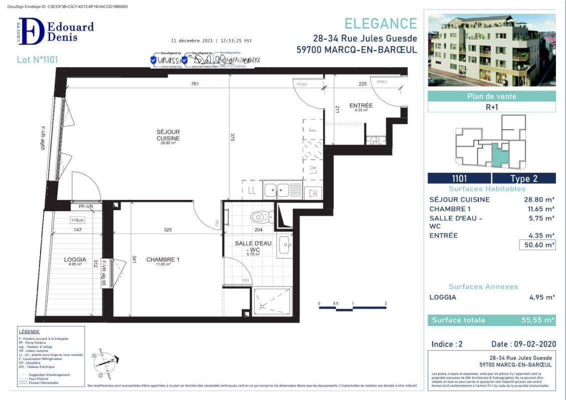 Appartement 2 pièces 50 m² · à Marcq-en-Barœul · 50 m² · 844 €