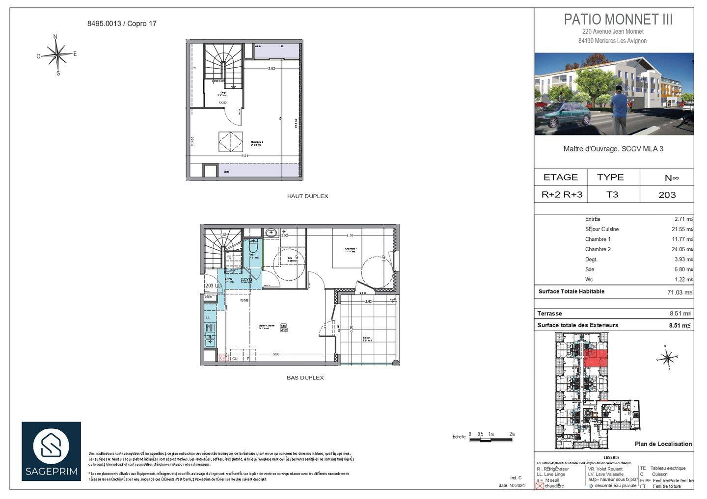 Appartement 3 pièces 71 m² · à Morières-lès-Avignon · 71 m² · 886 €/mois