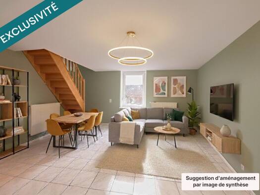 Duplex à vendre 205 000 € 3 pièces 2 chambres 66 m² Étage 1/3 Sud Est Hettange-Grande 57330