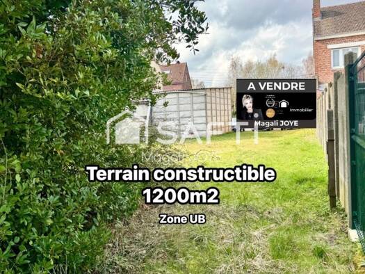 Terrain constructible à vendre 86 000 € 1 200 m² de terrain Cheminots Huit Ter Béthune 62400