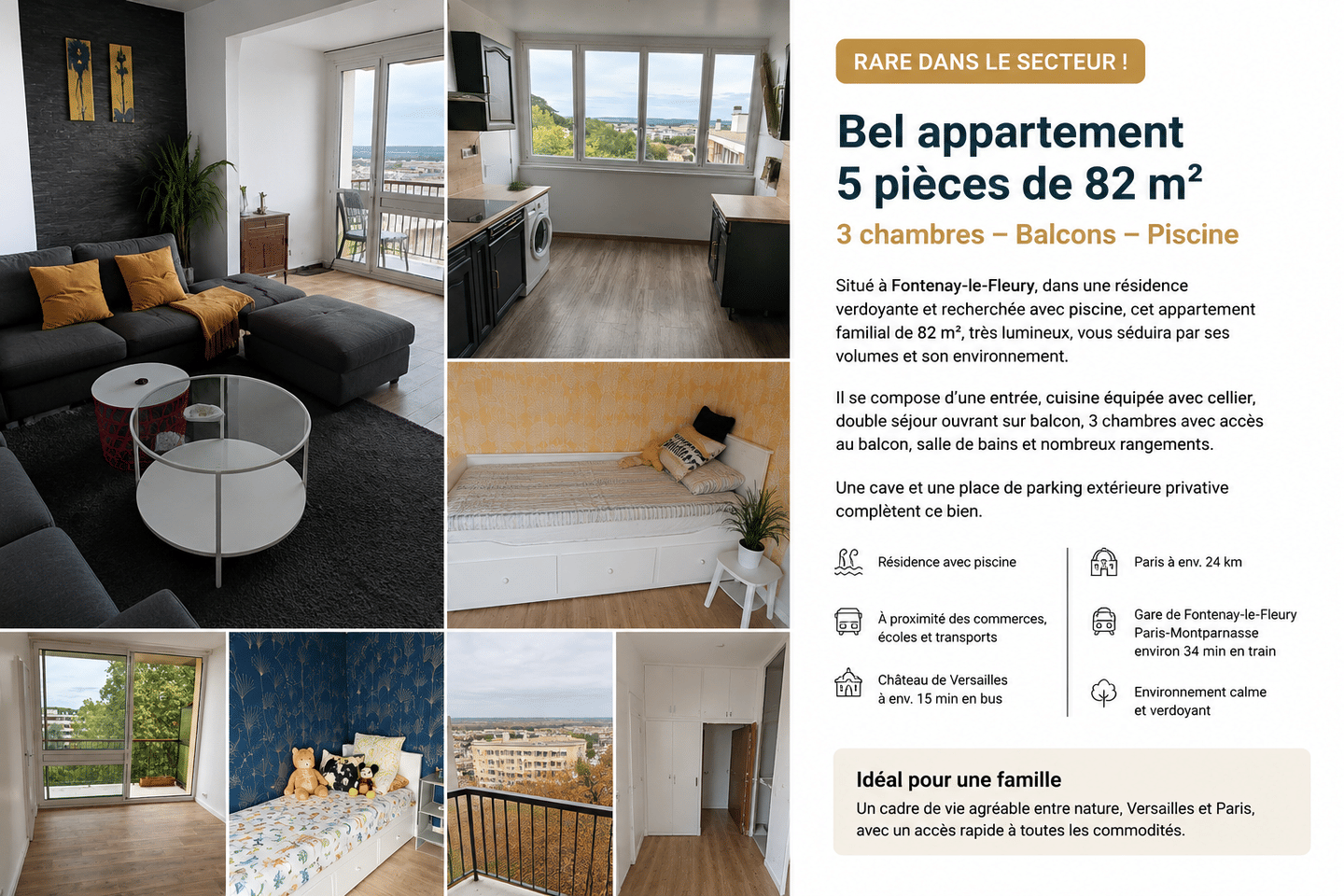 Appartement 4 pièces 84 m² · à Fontenay-le-Fleury · 84 m² · 1 440 €/mois