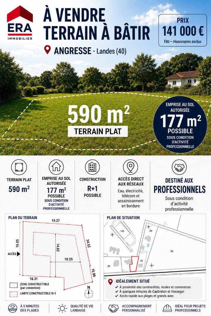 Terrain de 590 m² à Angresse - photo 2