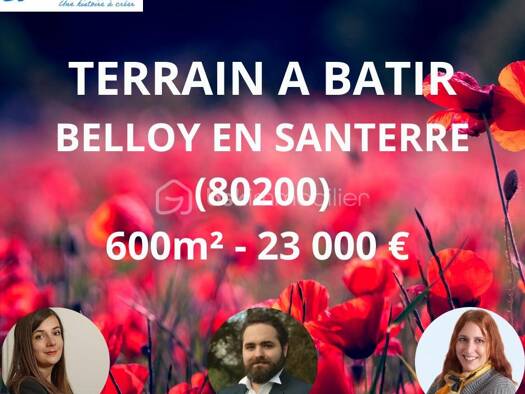 Terrain constructible à vendre 23 000 € 610 m² de terrain Belloy-en-Santerre 80200