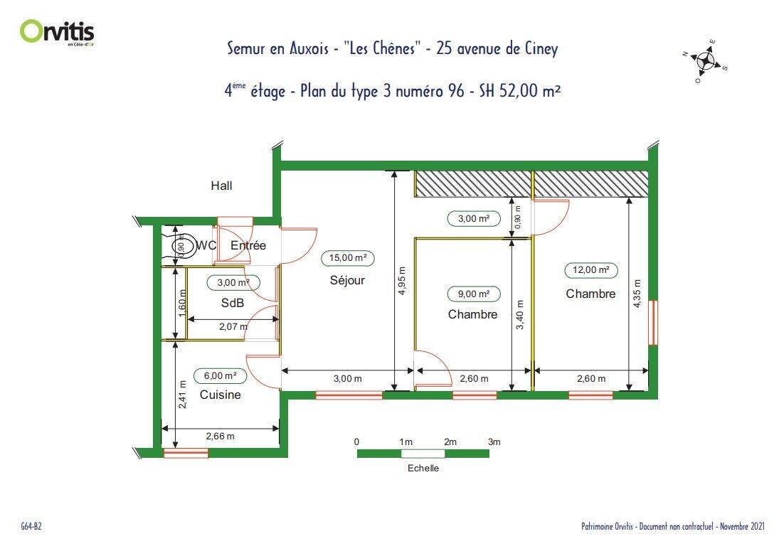 Appartement 3 pièces 52 m² · à Semur-en-Auxois · 52 m² · 472 €