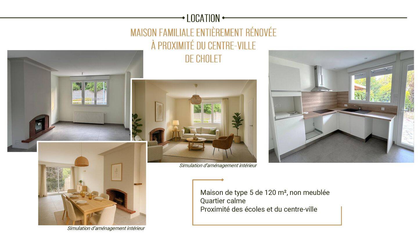 Maison 6 pièces 120 m² · à Cholet · 120 m² · 1 125 €/mois