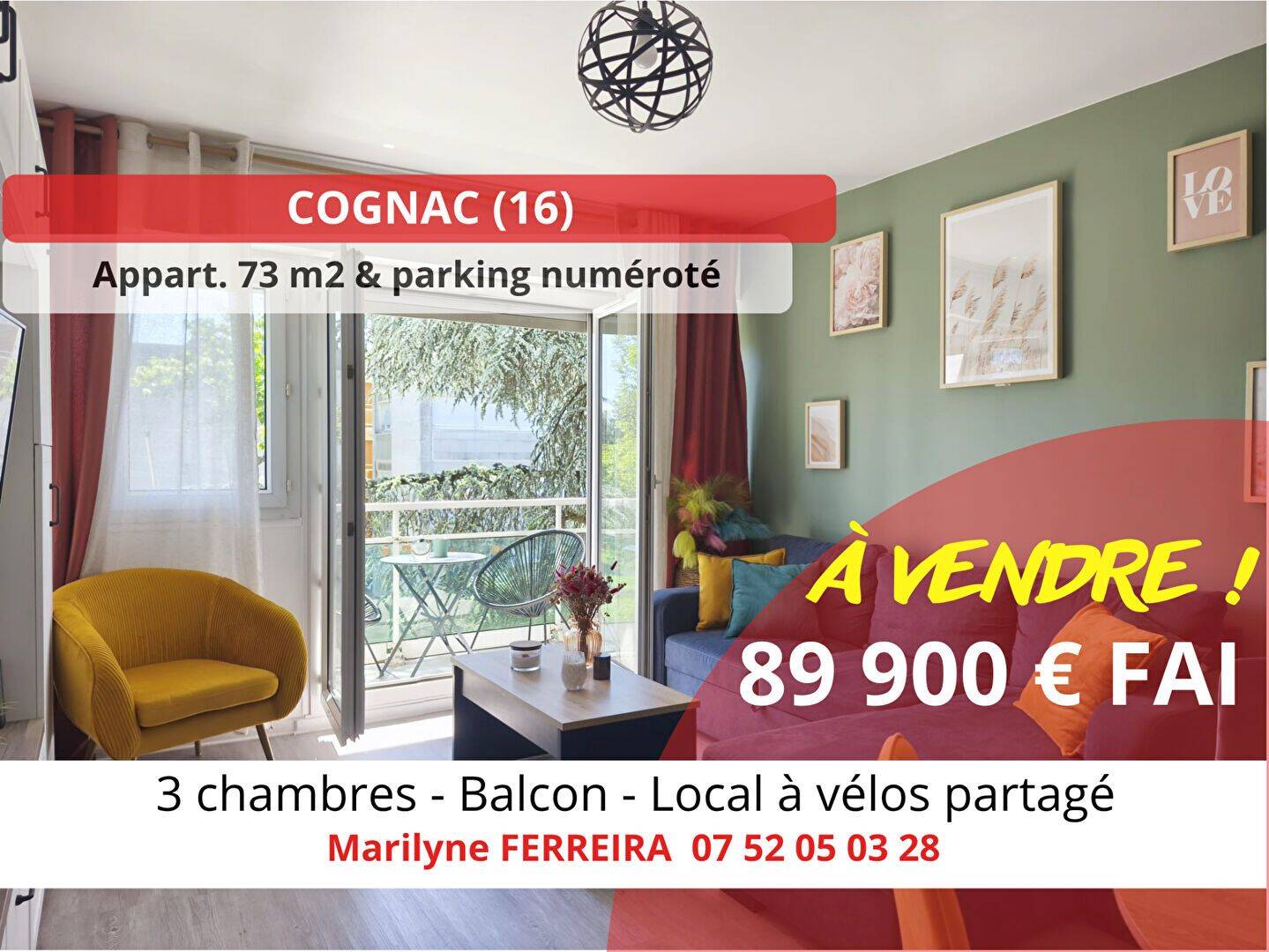 Appartement 4 pièces 73 m² · à Cognac · 73 m² · 89 900 €