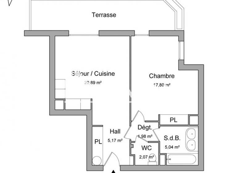 Appartement à louer 1 205 € 2 pièces 1 chambre 53 m² RDC Mirandoles Le Cannet 06110