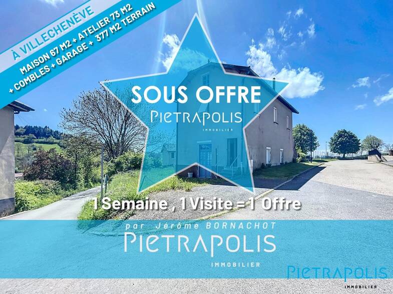 Maison à vendre 119 000 € 3 pièces 2 chambres 67 m² 377 m² de terrain Villechenève 69770