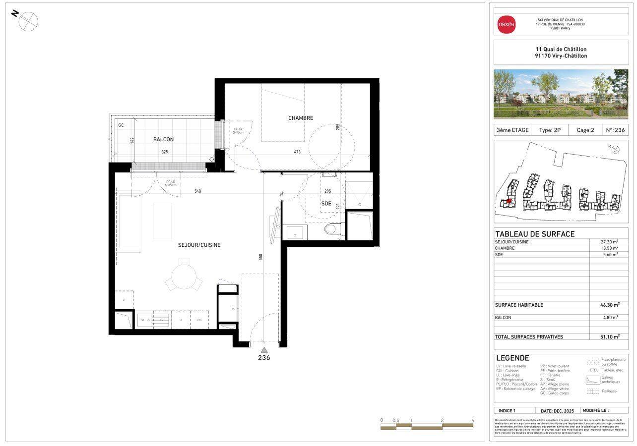 Appartement 2 pièces 46 m² · à Viry-Châtillon · 46 m² · 695 €