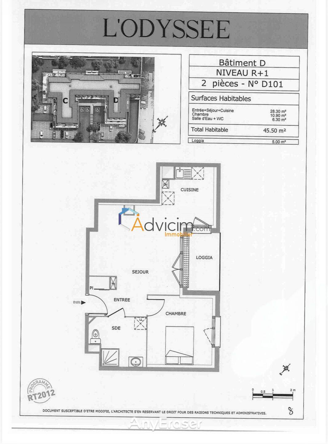 Appartement 2 pièces 46 m² · à Dammarie-les-Lys · 45,9 m² · 828 €/mois