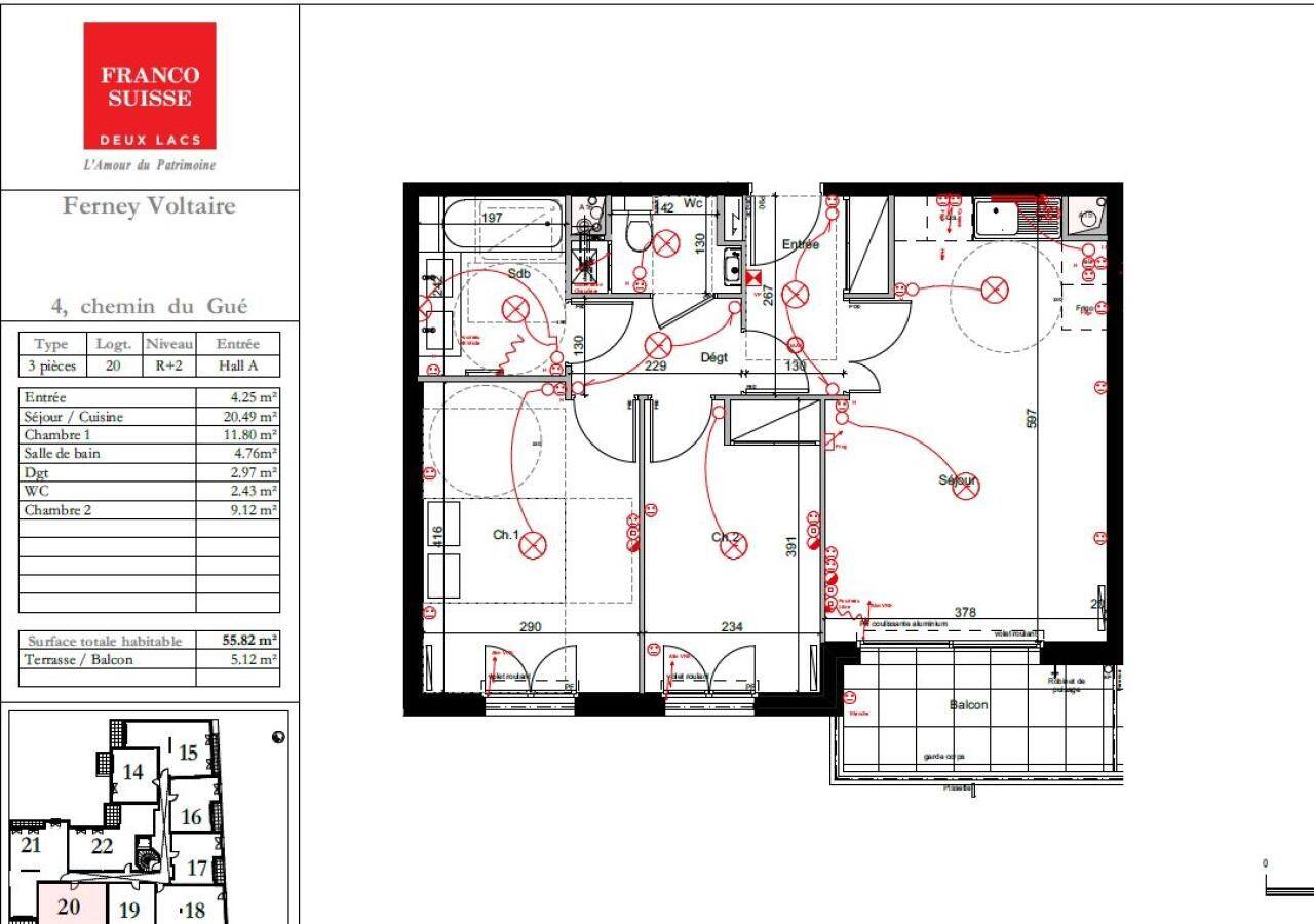 Appartement 3 pièces 56 m² · à Ferney-Voltaire · 56 m² · 1 021 €