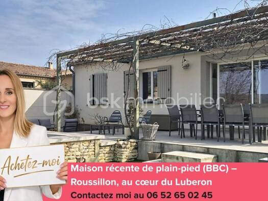 Maison de plain-pied à vendre 470 000 € 4 pièces 3 chambres 106,1 m² Roussillon 84220